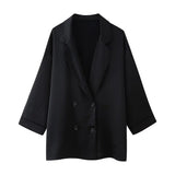 Women's Spring And Summer New Loose Wrinkle Effect Double Buckle Blazer Casual Trousers