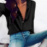 Zingj Hot Style New Irregular Solid Color V-Neck Sexy Breasted Long Sleeve Women's