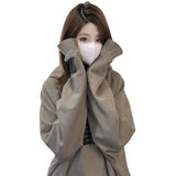 Zingj Plus Fleece Female 2024 Autumn Winter New Korean Version Student Print Hoodie Loose Coat Jacket Female