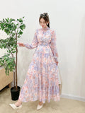 Autumn Vintage Chic Gentle Wind Broken Flower Dress Women's Standing Collar Long Dress Yang Age Reduction French First Love