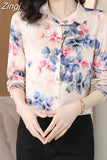 Woman Blouses 2023 Office Lady Silk Shirts for Women Print Elegant and Youth Woman Blouses Vintage Tops Clothing