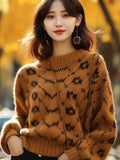 Goods Heavy Industry Caramel Color Thick Line Sweater 2025 New Lazy Loose Knitting Small Fragrant