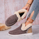 And Winter Large-Size Short Barrel Color Snow Boots Women's Feet Warm Flat Bottom Hair Mouth Cotton Boots
