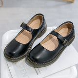 Leather Shoes Women Retro Women 2025 Spring College Wind Flat-Soles Retro Shoes Students Literary Style