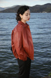 Red Faux Leather Jacket-Outfit