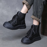Cowhedular Retro Martin Boots Women Autumn And Winter New Set Leisure Short Boots With Round Head High Help