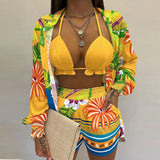 New Sexy Women's Pure Color Shorts Fashion Three-Piece