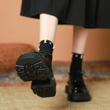 Retro Lace Small Leather Shoes Women 2025 Spring New British Wind Leoper Shoes Pine Cake Thick-Soled JK Single