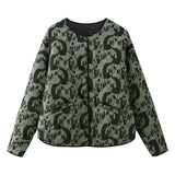 Women's ZA Autumn And Winter New Animal Print Cotton Jacket