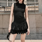 Zingj Summer New Sexy Temperament Hot Girl Back Hollow Tie Round Collar Slim