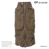 New Can Wear Two Heavy Industry Zipper Long Multi-Pocket Dress Half Skirt Bra Skirt