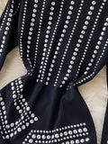 Black Sexy Bodycon Dress With Diamonds Vintage Stand Collar Long Sleeve High Waist Bling Mini Vestidos 2023 New