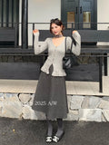 Xixi 2025 Autumn White Standard Temperament With Pure Color High Waist Slim Half Skirt Hair Long Dress