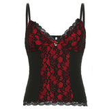 Diablo Teter Style Lace Splicing Color Repair Babes Sling Small Vest 2025
