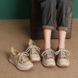 Layer Of Cowhede Thick-Soled Shoes Women 2025 Spring And Summer New Comfortable Casual Shoes Hollow