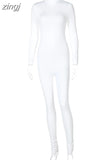 Fashion Casual Black Workout Bodycon Jumpsuits Women Rompers Long Sleeve Sporty One Piece Active Wear Jumpsuit
