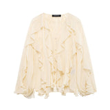 Spring 2025 New Long Fashion Loose Design Niche Laminated Shirt Top