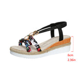 And Summer New Round Head Flat Bottom Heel Sandals Women Weaving Beads Toe Bohemian Thick-Soled Beach