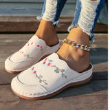 Embroidered Buns Slippers Women's Large-Size Round Head Baotou Slope And Wear Half-Dragging Women's