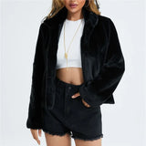 Women's Winter Warm Imitation Kite Rabbit Wool Coat Plush Collar Imitation Fur Short