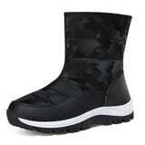 Snow Boots Women With Velvet Thick Cotton Shoes 2025 Winter New Zipper Thick-Bottomed Warm Cotton