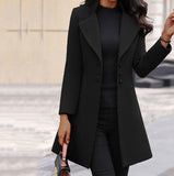 Mid-length Lapel Slimming Solid Color Woolen