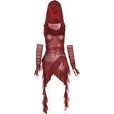 New Halloween Cos Red Collar Hooded T-Shirt Women's Lotus Side Irregular Sleeves Thin