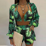 New Sexy Women's Pure Color Shorts Fashion Three-Piece