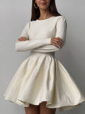 Round Collar Waist Knitted Dress Women's High-End Ins Windy Folded Sweater