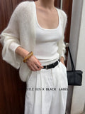 Xixi 13 Lines 2025 Autumn Black Standard Korean Version Of Wool Knitted Cardigan