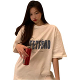 Zingj T-Shirt Women's Spring And Summer 2024 New Korean Version Hong Kong Flavor Retro Print Student Long Top Bottom