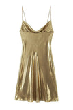 Cowl Neck Metallic Slip Mini