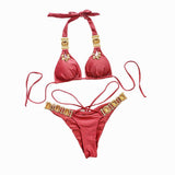 Zingj New Bikini Sexy Crystal Diamond Swimsuit Bandage Split Vintage Swimsuit