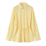 New Linen Multi-Color Belt Loose Shirt