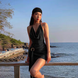 Zingj Spring New Fashion Sexy Back Royal Sister Wind Deep V Sling