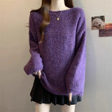 Good-Looking Pink Sea Hair Knitted Shirt Shoulder Sweater Women 2025 Autumn New Large-Size Fat Mm Medium Long