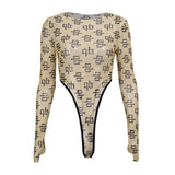 Zingj Jumpsuit Female Autumn Print Tide Long Sleeve Bump Color Sexy