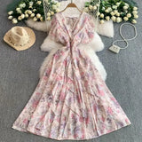 Crumlore Spun Dress Summer New Waists Thin Temperament Orange Trussed French Retro Punut Fairy