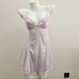 New French Romantic Smooth And Tective With Chest Mat Yarn Sexy Back-To-Back Pyjamas High-Sensing Pure Wind