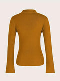 Hem High-Necked Shirt Women's Women's Cross-Sleeve Knitted