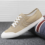 Men's Shoes Breathable Canvas Shoes Flat Lace Plate Shoes Small White Shoes Men's Soft-Soled Cloth Shoes Men's