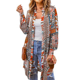 Beach Coat Bohemian Shirt Clips Loose Casual Printed Long Cardigan Women's