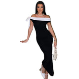 Women's Autumn And Winter New Fashion Temperament Shoulder-Less Cuffed Body-Cuffed Dress