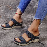 2025 Summer New Retro Leisure Water Drill Flowers High Heel One-Word Female Slope And