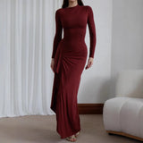 2025 New Women's Fashion Sexy Slim Slim Open Fork Dress
