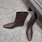 Loose Sleeve Slope And Straight Sleeve Boots 2025 Autumn And Winter New Fashion Square Head Temperament Short Boots