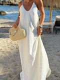 Women's Solid Color Slings Loose Holiday Dress Bare Sleeveless Women
