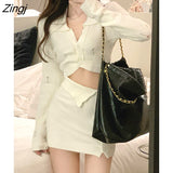 2 Piece Dress Set Dress Women 2022 Autumn Casual Long Sleeve Korean Style Sweater Suit Office Lady Elegant Y2k Chic