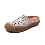 Half Slippers Women's Summer New National Style Wear Retro Soft Sole Shoes Flat Sandals Hollow Women's