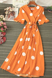 Polka Dot Midi Dress Summer 2023 Sexy V-neck Flare Sleeve Casual Vestidos Verano Elegant Blue/White Sashes Dresses